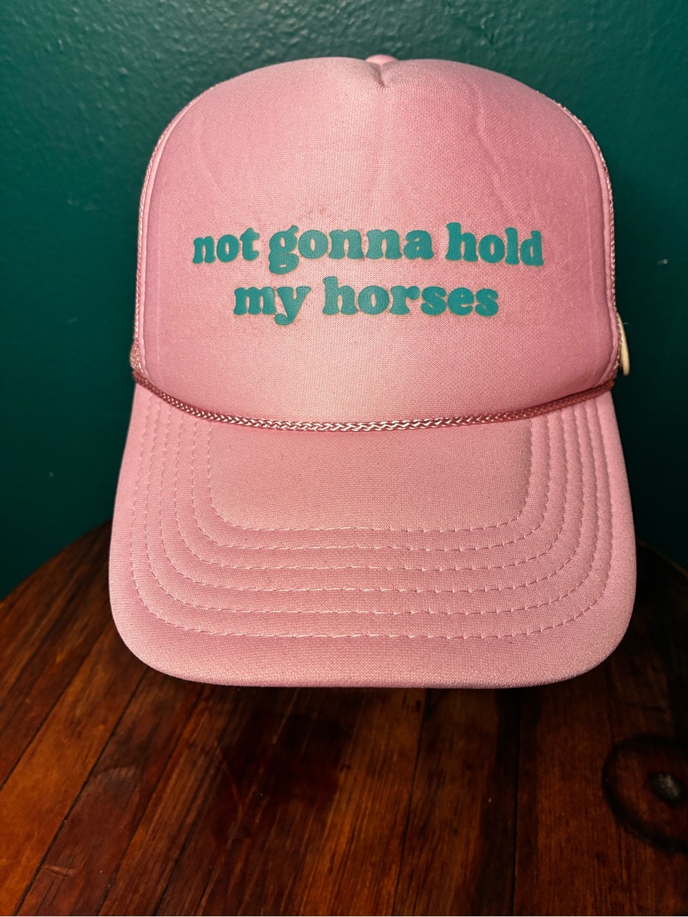 OTTO Pink Trucker Hat with Teal Text